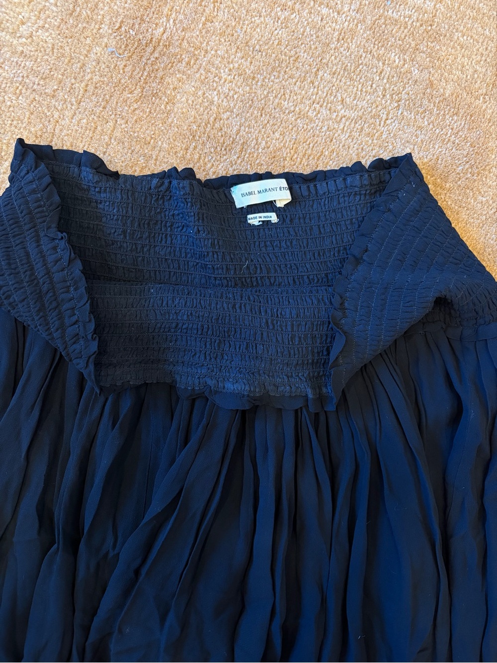 Isabel Marant Black Smocked Waist Pleated Skater Mini Skirt - Picture 2 of 4